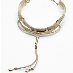 free people leather and gold chocker